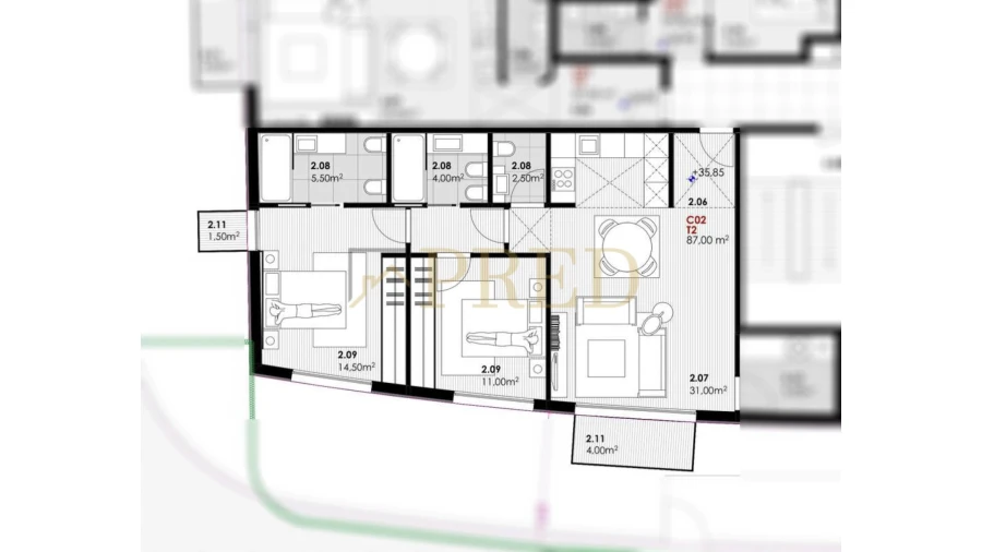 Apartamento T2 para Venda em Canidelo Foto 6