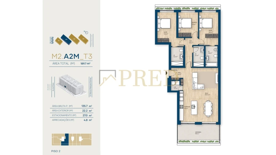 Apartamento T3 para Venda em Canidelo Foto 7