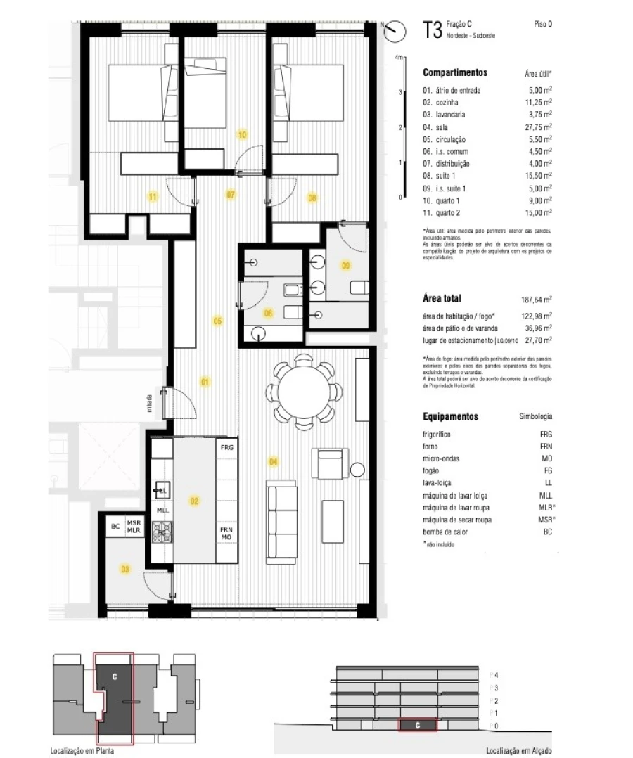 Apartamento T3 para Venda em Canidelo Planta 1