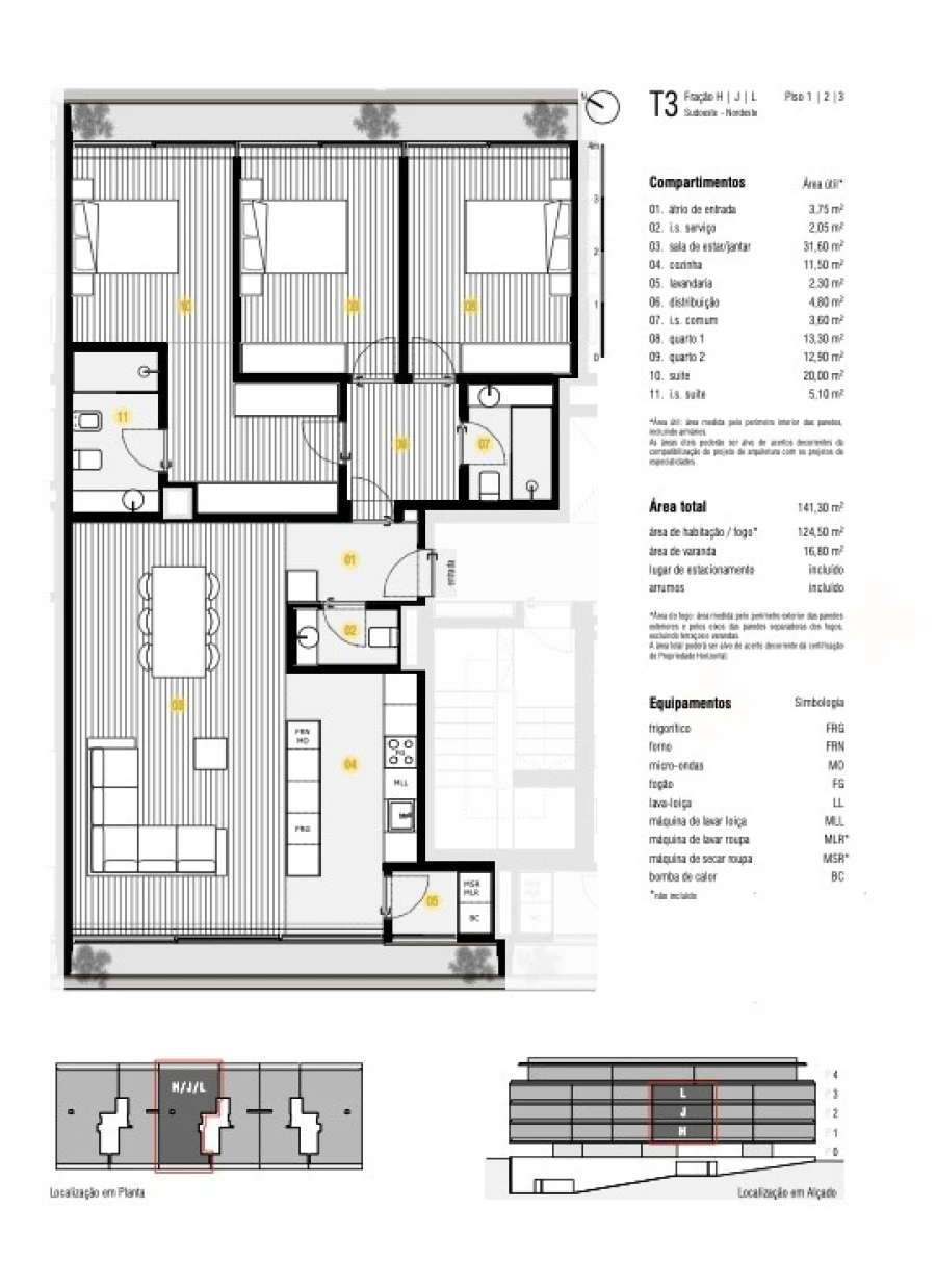 Apartamento T3 para Venda em Canidelo Planta 1