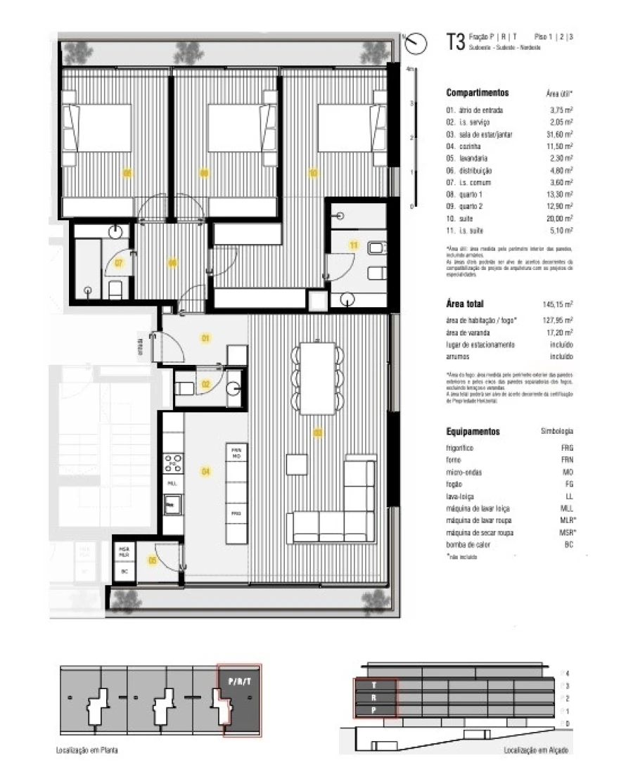 Apartamento T3 para Venda em Canidelo Planta 1