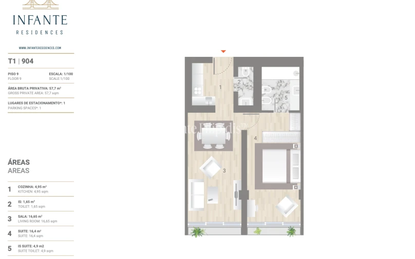 Apartamento T1 para Venda em Estrela Planta 1