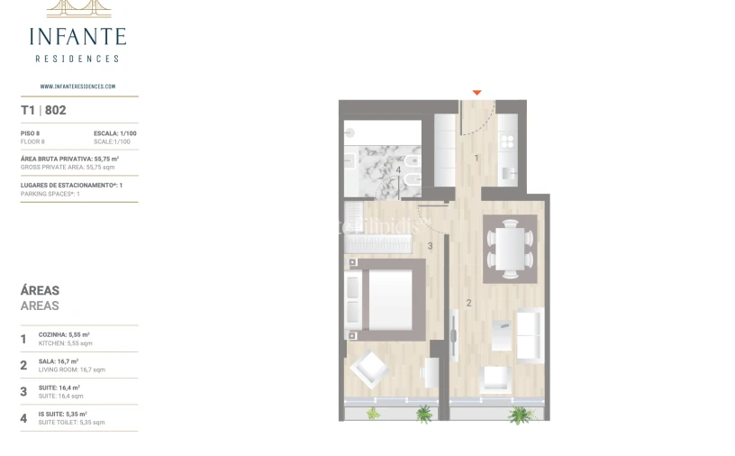 Apartamento T1 para Venda em Estrela Planta 1