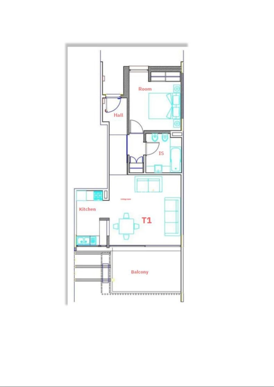 Apartamento T1 para Venda em Mexilhoeira Grande Planta 1