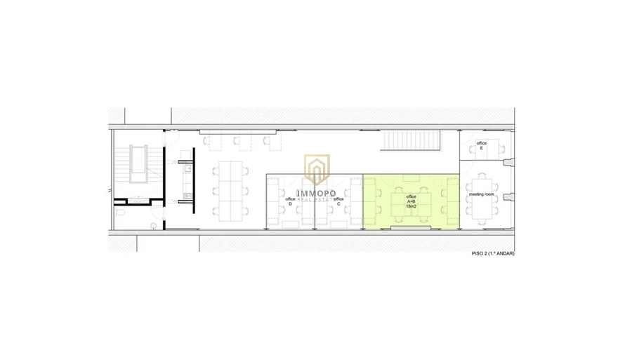 Escritório para Arrendamento em Cedofeita, Santo Ildefonso, Sé, Miragaia, São Nicolau e Vitória Planta 1