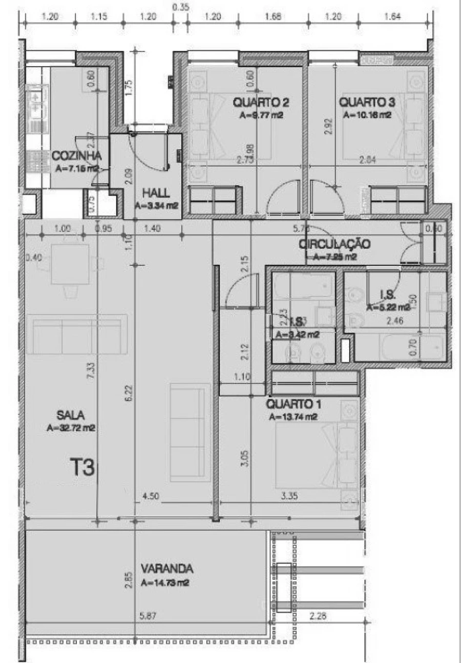 Apartamento T3 para Venda em Mexilhoeira Grande Planta 1