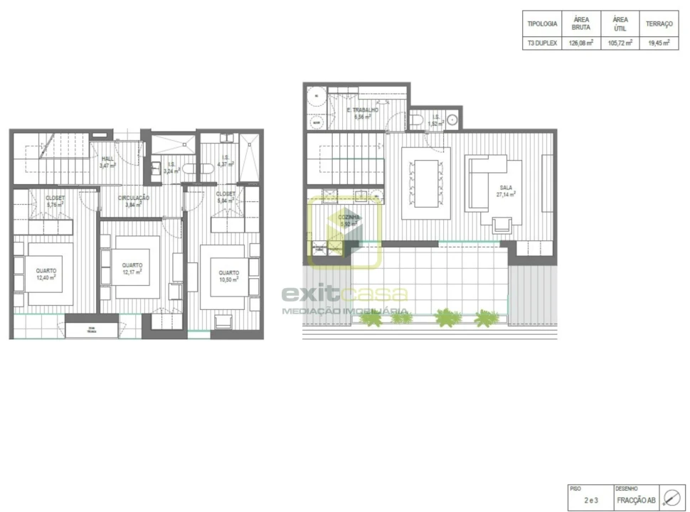 Apartamento T3 para Venda em Santa Joana Planta 2