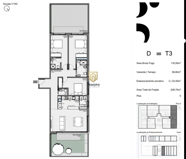 Apartamento T3 para Venda em Santa Marinha e São Pedro da Afurada Planta 1