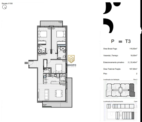 Apartamento T3 para Venda em Santa Marinha e São Pedro da Afurada Planta 1