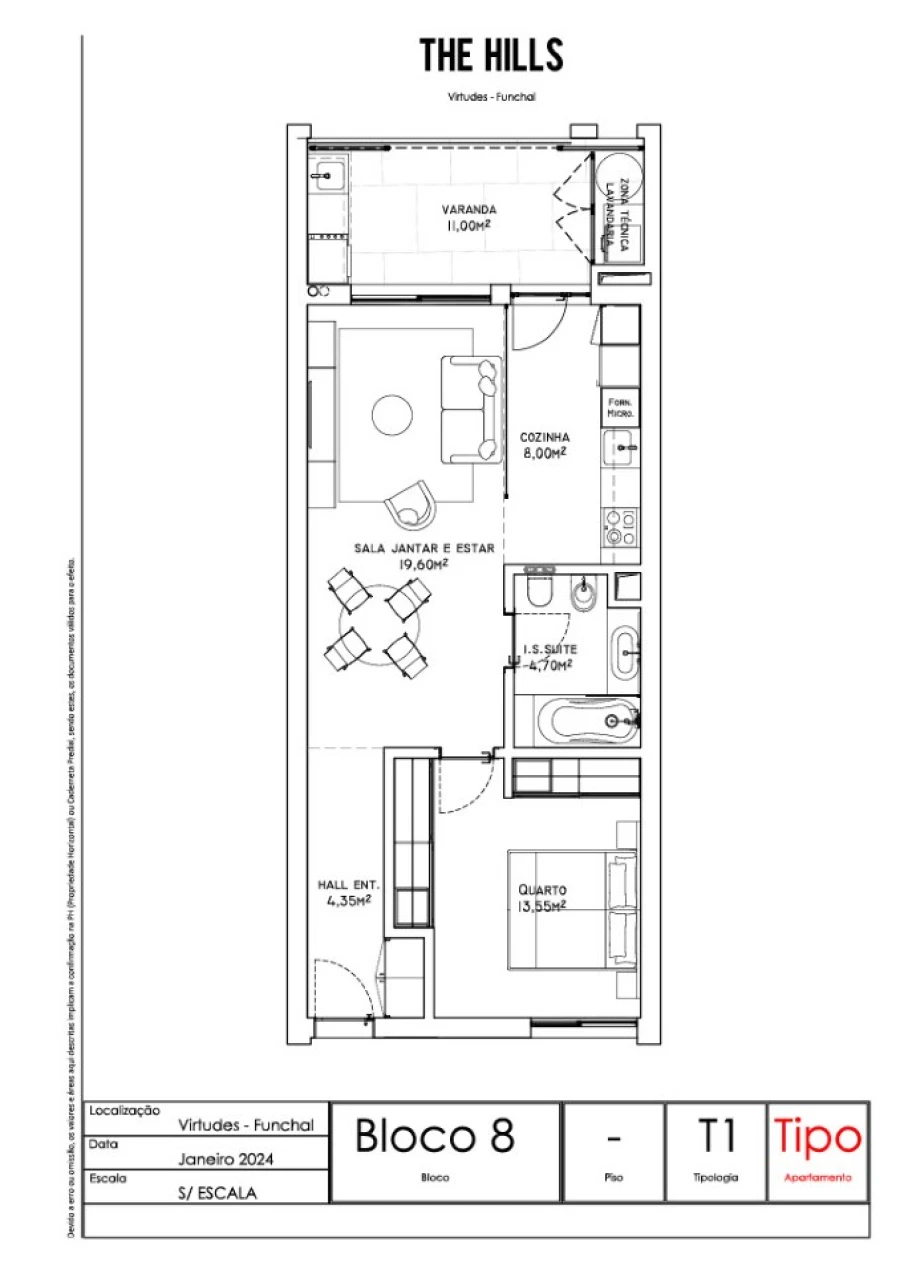 Apartamento T1 para Venda em São Martinho Planta 1