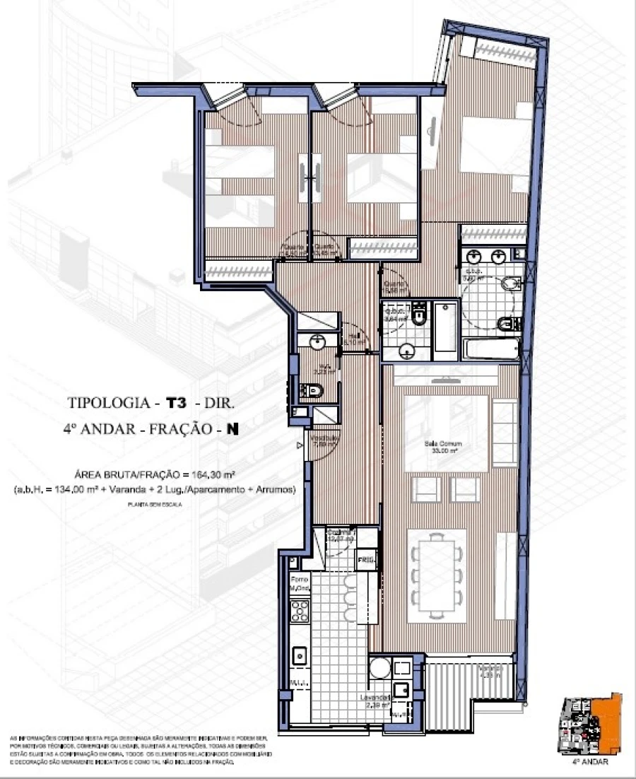 Apartamento T3 para Venda em Cidade da Maia Planta 1