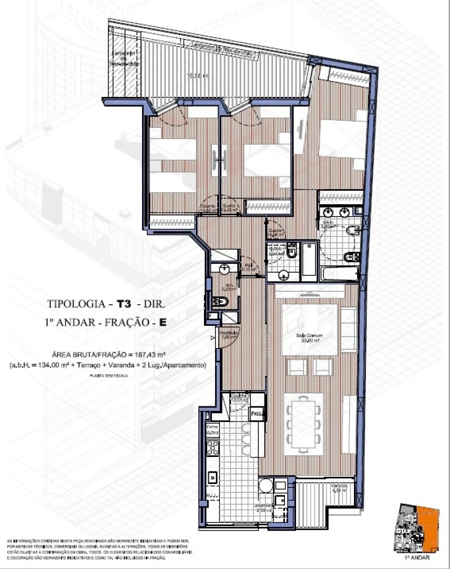 Apartamento T3 para Venda em Cidade da Maia Planta 2