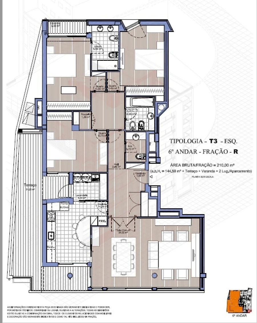 Apartamento T3 para Venda em Cidade da Maia Planta 3