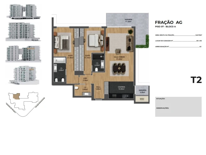 Apartamento T2 para Venda em São Martinho Planta 1
