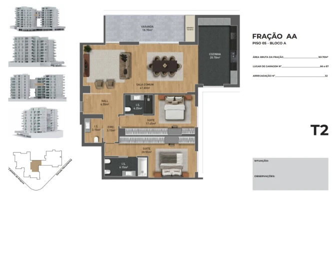 Apartamento T2 para Venda em São Martinho Planta 1