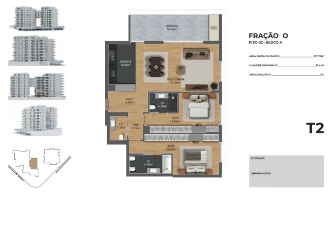 Apartamento T2 para Venda em São Martinho Planta 1