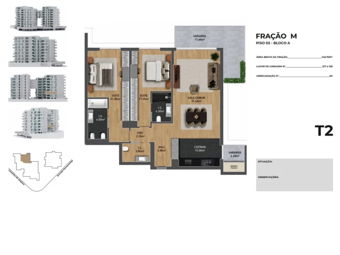 Apartamento T2 para Venda em São Martinho Planta 1