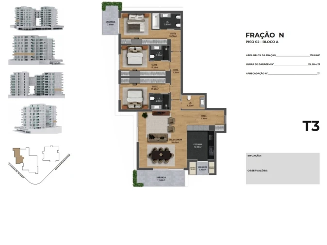 Apartamento T3 para Venda em São Martinho Planta 1