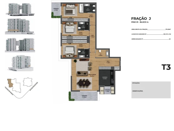 Apartamento T3 para Venda em São Martinho Planta 1