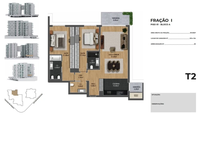 Apartamento T2 para Venda em São Martinho Planta 1
