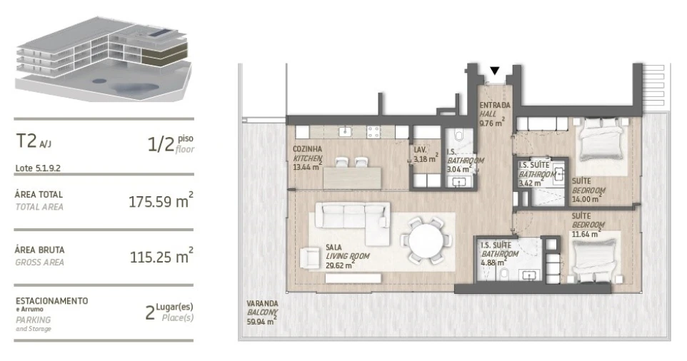 Apartamento T2 para Venda em Quarteira Planta 1