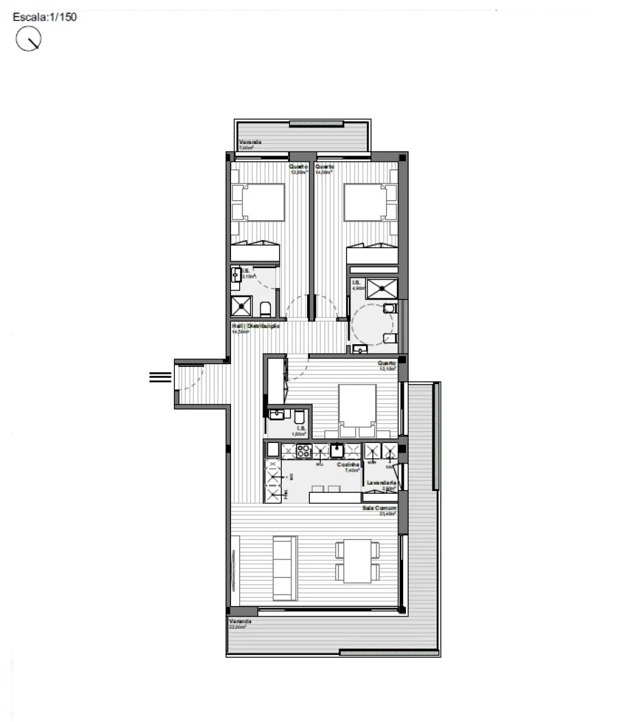 Apartamento T3 para Venda em Santa Marinha e São Pedro da Afurada Planta 1