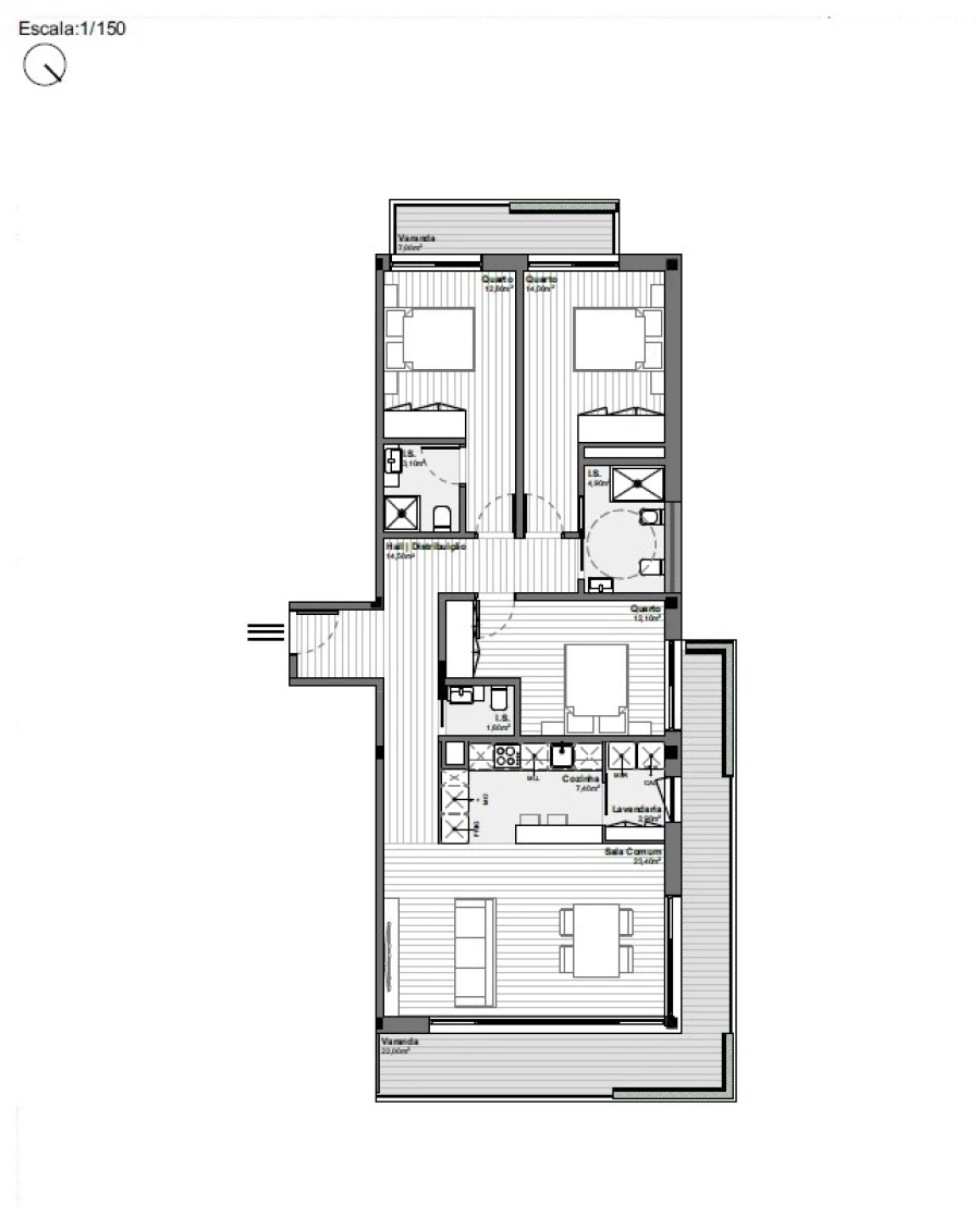 Apartamento T3 para Venda em Santa Marinha e São Pedro da Afurada Planta 1