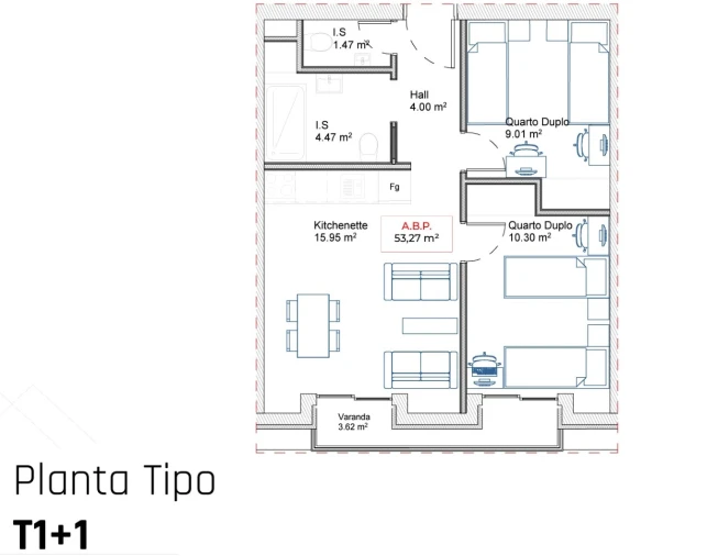 Apartamento T1 para Venda em Paranhos Planta 1