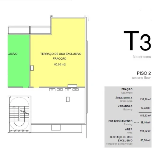 Apartamento T3 para Venda em Albufeira e Olhos de Água Planta 1