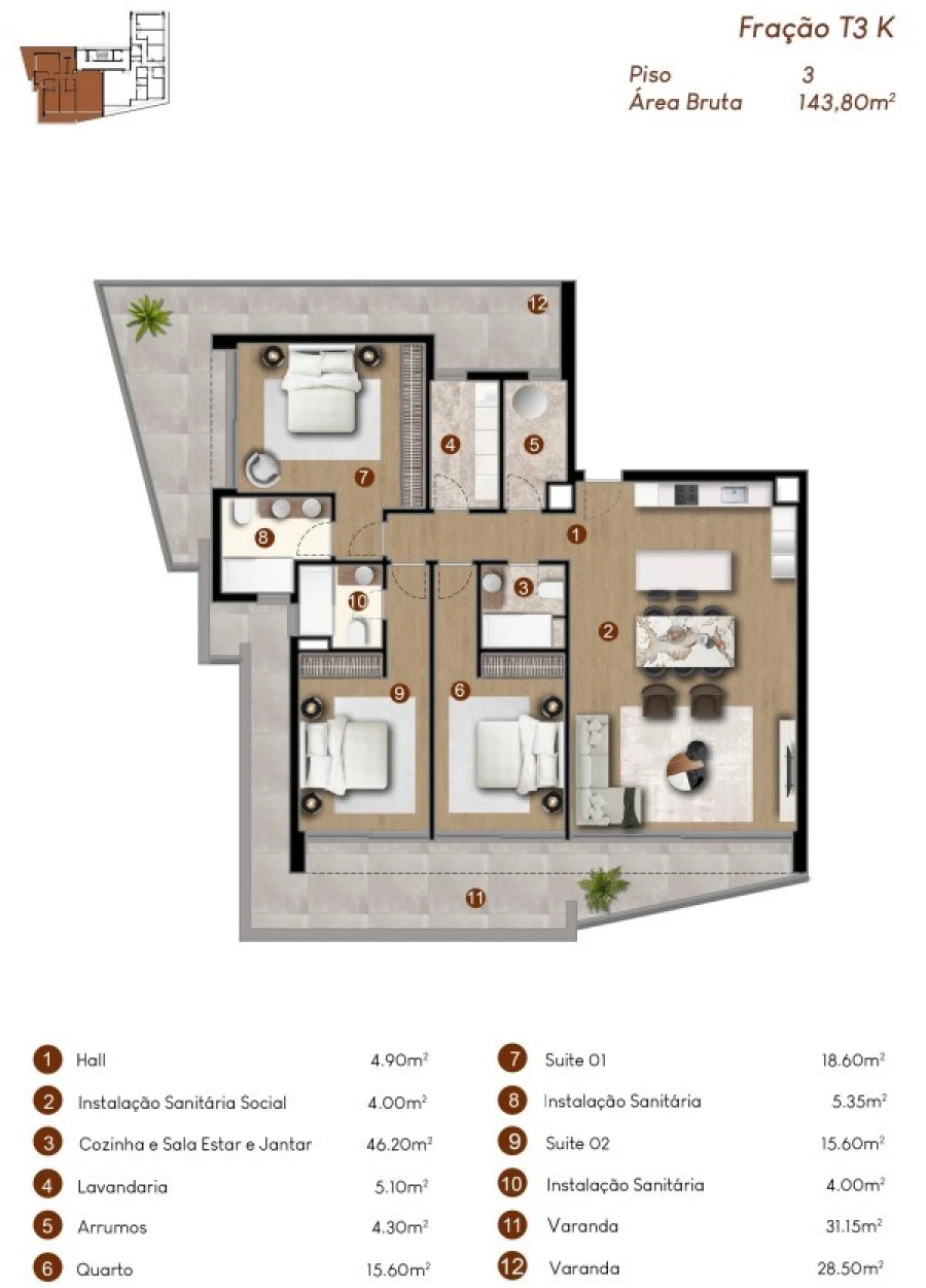 Apartamento T3 para Venda em Camara de Lobos Planta 1