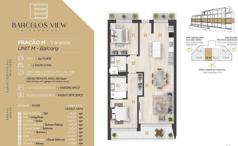 Apartamento T2 para Venda em Santo Antonio Planta 1