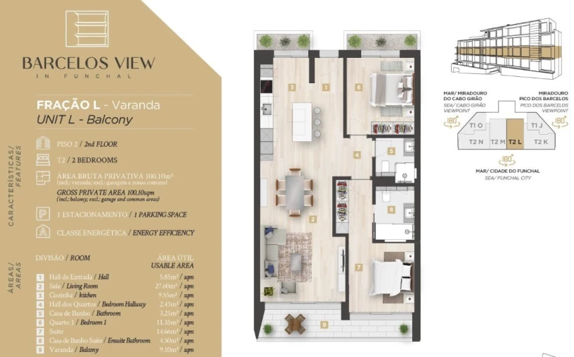 Apartamento T2 para Venda em Santo Antonio Planta 1