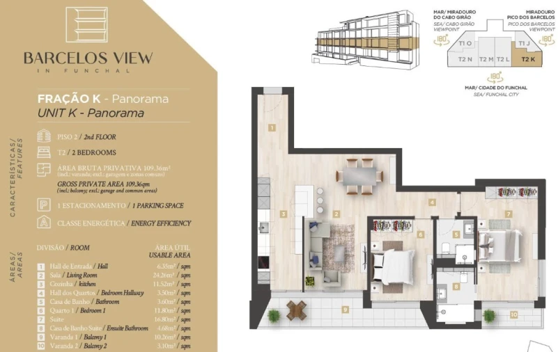 Apartamento T2 para Venda em Santo Antonio Planta 1