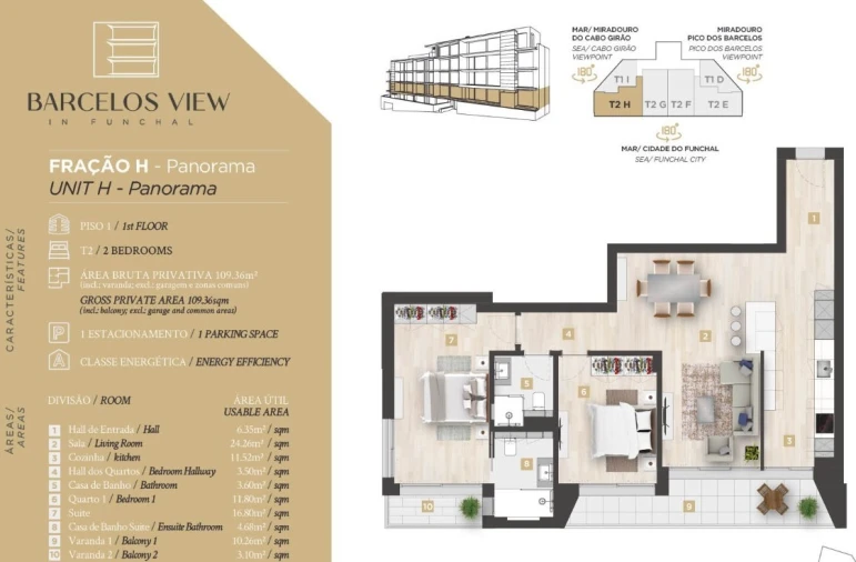 Apartamento T2 para Venda em Santo Antonio Planta 1