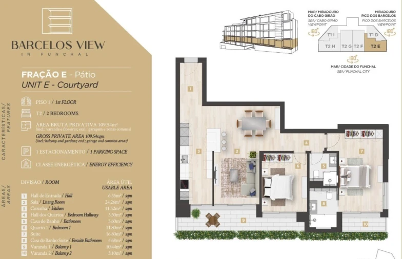 Apartamento T2 para Venda em Santo Antonio Planta 1