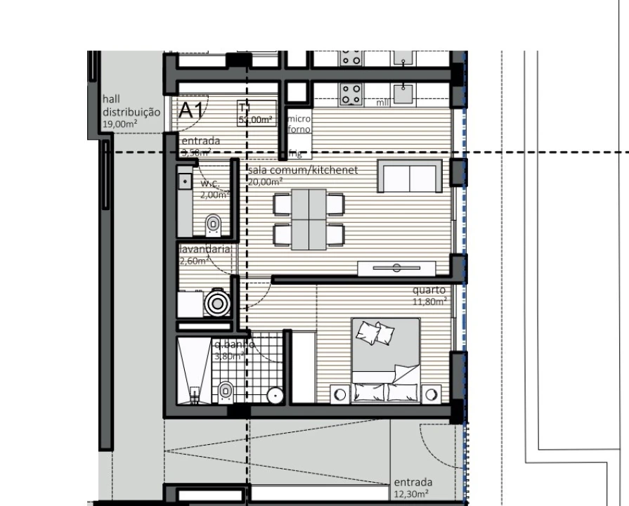 Apartamento T2 para Venda em Matosinhos e Leça da Palmeira Planta 3