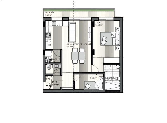 Apartamento T2 para Venda em Matosinhos e Leça da Palmeira Planta 2