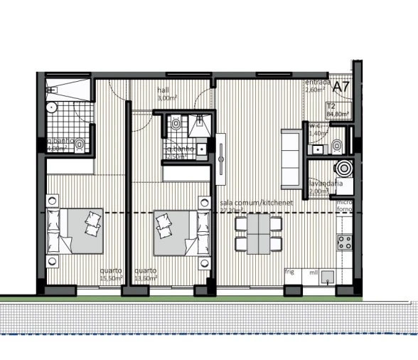Apartamento T2 para Venda em Matosinhos e Leça da Palmeira Planta 1