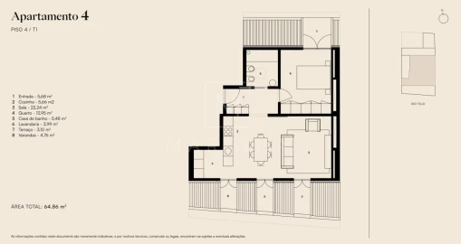 Apartamento T1 para Venda em Alcantara