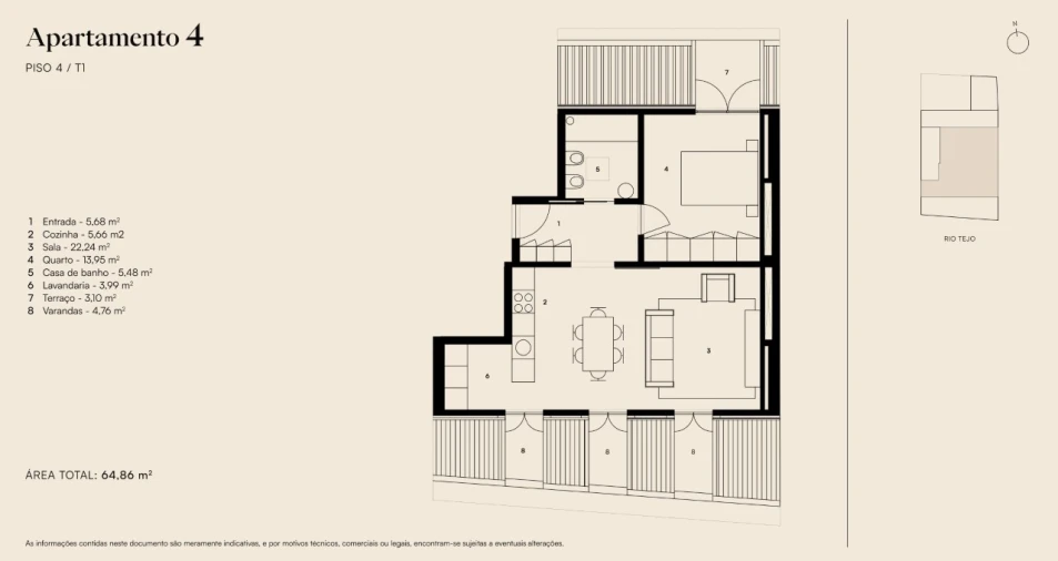 Apartamento T1 para Venda em Alcantara Planta 1