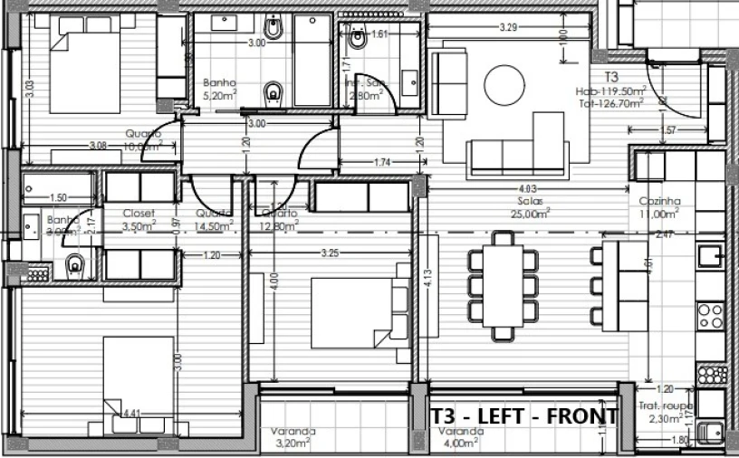 Apartamento T3 para Venda em Aguas Santas Planta 1
