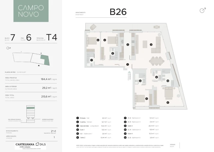 Apartamento T4 para Venda em Lumiar Planta 1