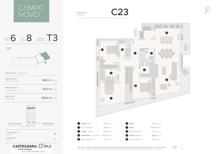 Apartamento T3 para Venda em Lumiar Planta 1