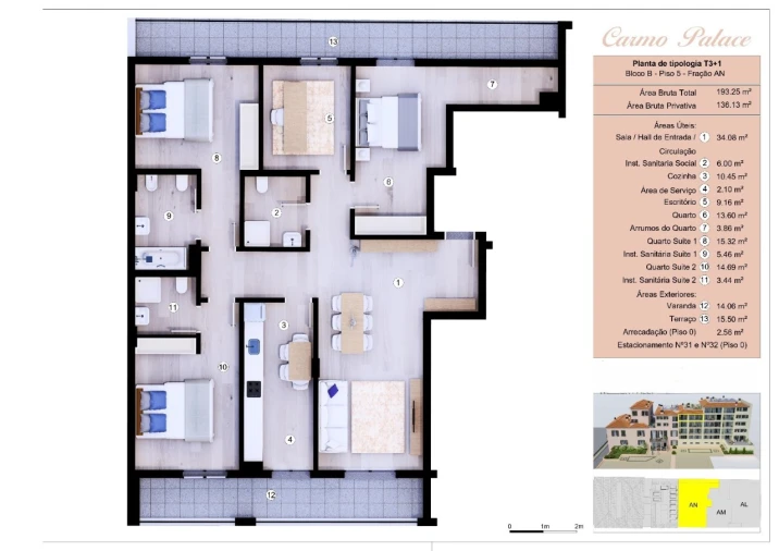 Apartamento T3 para Venda em Funchal (Se) Planta 1