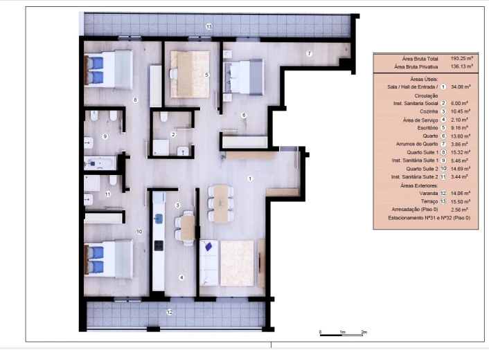Apartamento T3 para Venda em Funchal (Se) Planta 1