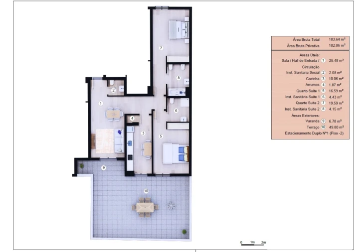 Apartamento T2 para Venda em Funchal (Se) Planta 1