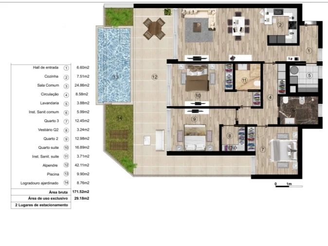 Apartamento T3 para Venda em Funchal (Santa Luzia) Planta 1