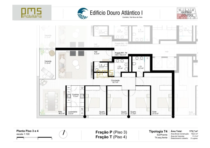 Apartamento T4 para Venda em Canidelo Planta 1