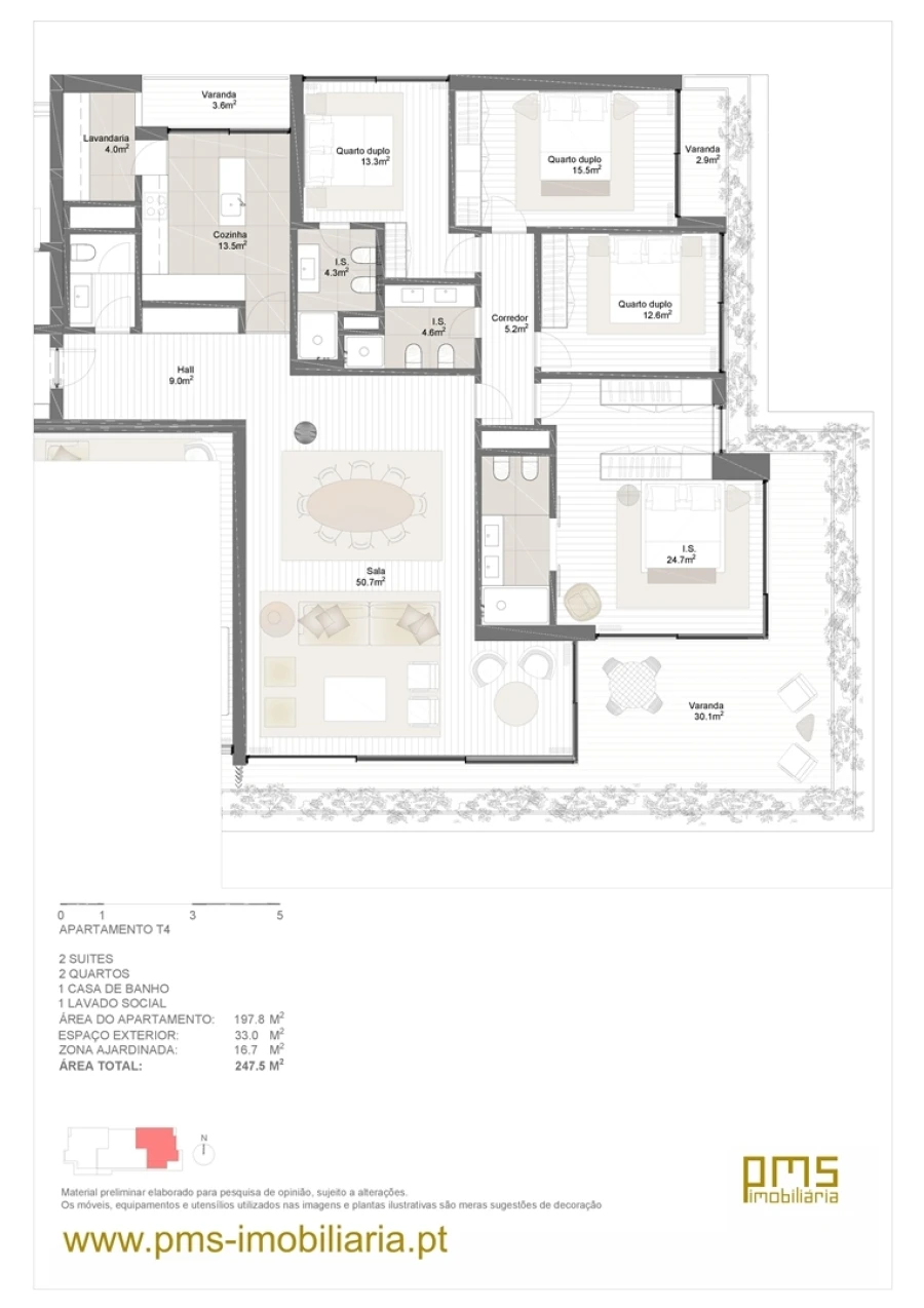 Apartamento T4 para Arrendamento em Lordelo do Ouro e Massarelos Planta 1