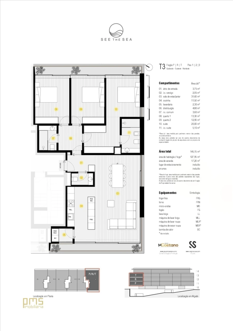 Apartamento T3 para Venda em Canidelo Planta 1